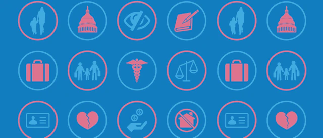 Light blue rectangle with 18 circles each featuring a different icon.