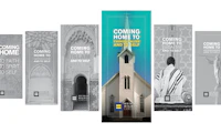 Image featuring six of the HRC Coming Home guides with the "Coming Home to Evangelicalism" in the center and in color while the other covers are in black and white.