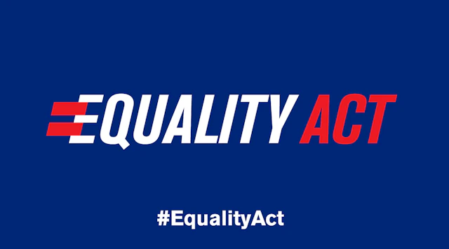 Rectangular image with text that reads "EQUALITY ACT" in all caps with #EqualityAct below