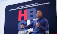 HBCU Program Director Leslie Hall speaks at a panel event for a HBCU